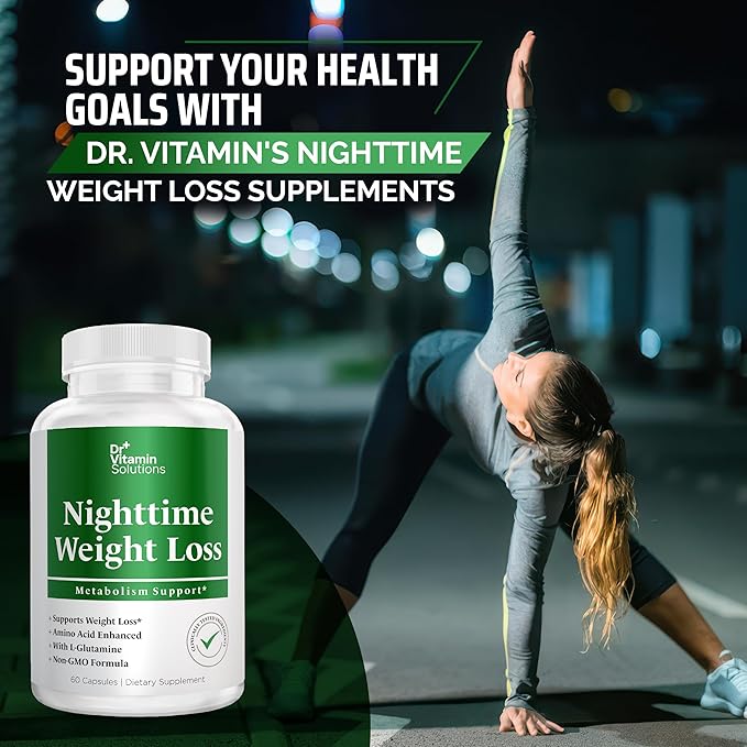 Dr Vitamin Nighttime Fat Burner Supplements - Appetite Suppressants for Weight Loss - Night-Time Fat Burner for Women and Men Supporting Sleep & Relaxation - Metabolism Booster Weight Loss Pills - 60