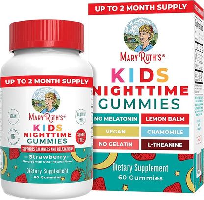 MaryRuth's Kids Nighttime Gummies | Sugar Free | NO Melatonin Gummies with L Theanine, Lemon Balm, Chamomile, Vitamin B6 | Relaxation Support for Kids 2+ | Vegan | Non-GMO | Gluten Free | 60 Count