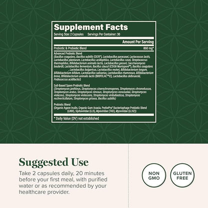 Global Healing Ultimate Probiotic Blend Supplement (Floratrex) with Prebiotics for Healthy Digestion, Digestive Tract, and Immune System, Men & Women, 100 Billion CFU, 36 Strains (60 Capsules)