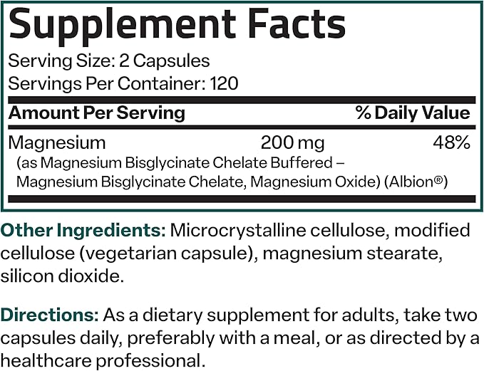 Bronson Magnesium Glycinate 200 MG per Serving Chelated for High Absorption, Gentle On Stomach, Non-GMO, 240 Vegetarian Capsules