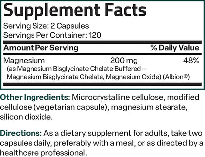 Bronson Magnesium Glycinate 200 MG per Serving Chelated for High Absorption, Gentle On Stomach, Non-GMO, 240 Vegetarian Capsules