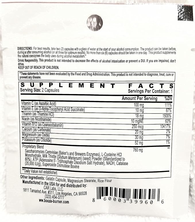 |1 Pack| Over-Indulgence-Prevention, Ultimate Pre-Party-Supplement, Stay Hydrated with Electrolytes, Reduce a Possible Hangover. Take at The Start, Wake up Smart.