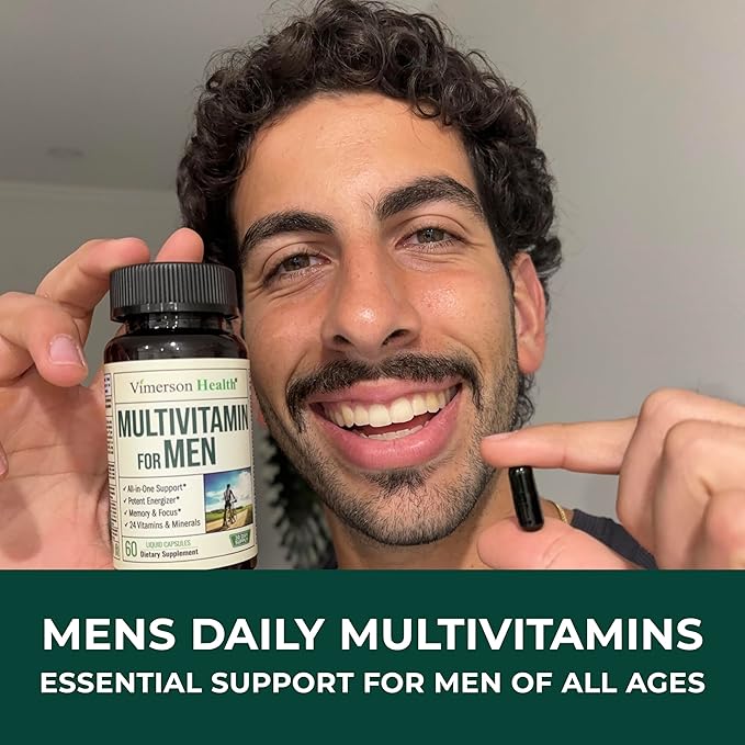 Multivitamin for Men - Daily Mens Multivitamins & Multiminerals with Vitamin A, C, D, E, B12, Zinc, Iron. Essential Vitamins for Men - Mens Vitamins for Energy, Focus & Mens Health. 60 Liquid Capsules