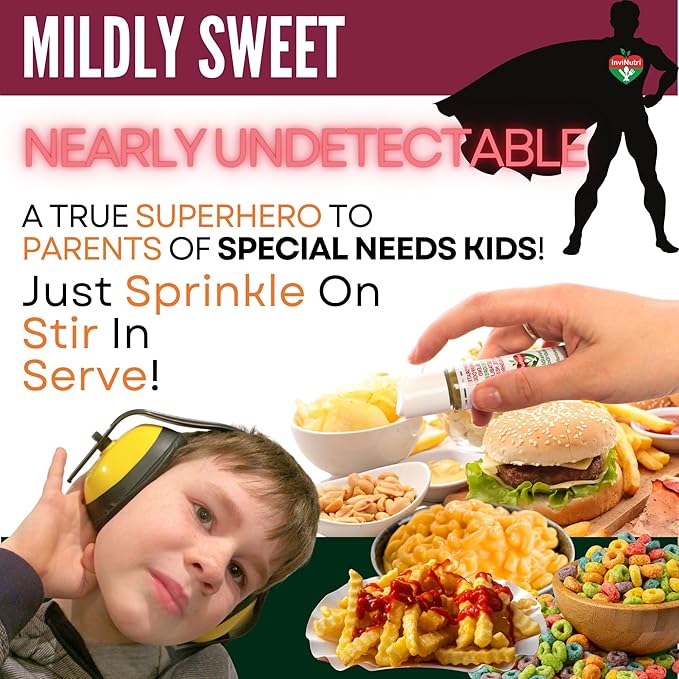 InviNutri Superfoods Powder Solution for ARFID Special Needs Picky Eaters. Microgreens Veggies Fruits Mushrooms Turmeric. Invisible 40x Nutrient-Rich 30mg Sulforaphane Vitamin Supplement TRIAL PORTION