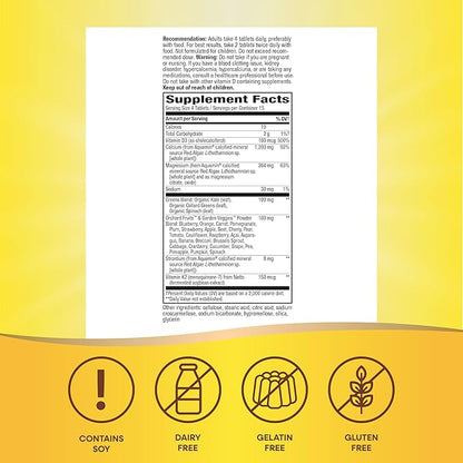 Nature's Way Alive! Calcium Max Absorption, Bone Support*, Plant Source Calcium, Vitamin D3 & K2, Magnesium, 60 Tablets (Packaging May Vary)