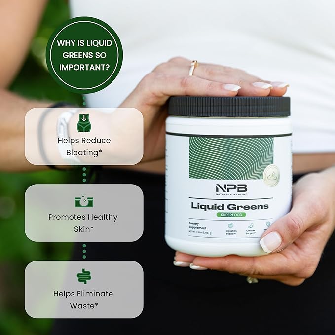 Nature's Pure Blend Liquid Greens - Superfood Greens - Detox & Digestion Health - Probiotic - Mushroom Blend - Adaptogens - Green Tea Matcha Taste (Matcha Flavor) - 30 Servings - Liquid Greens