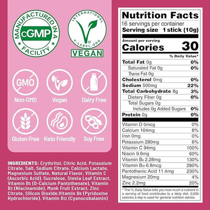 Venture Pal Sugar Free Electrolyte Powder Packets - Liquid Daily IV Drink Mix for Rapid Hydration & Party Recovery | 5 Vitamins & 7 Electrolytes| Keto Friendly | Non-GMO | Certified Vegan | 16 Sticks