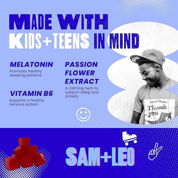 Sleep - Passionflower, Vitamin B6 & Melatonin Gummies for Kids & Teens - All Natural & Vegan Relaxation & Sleep Gummies for Kids - Passion Fruit Flavor - 60/ct