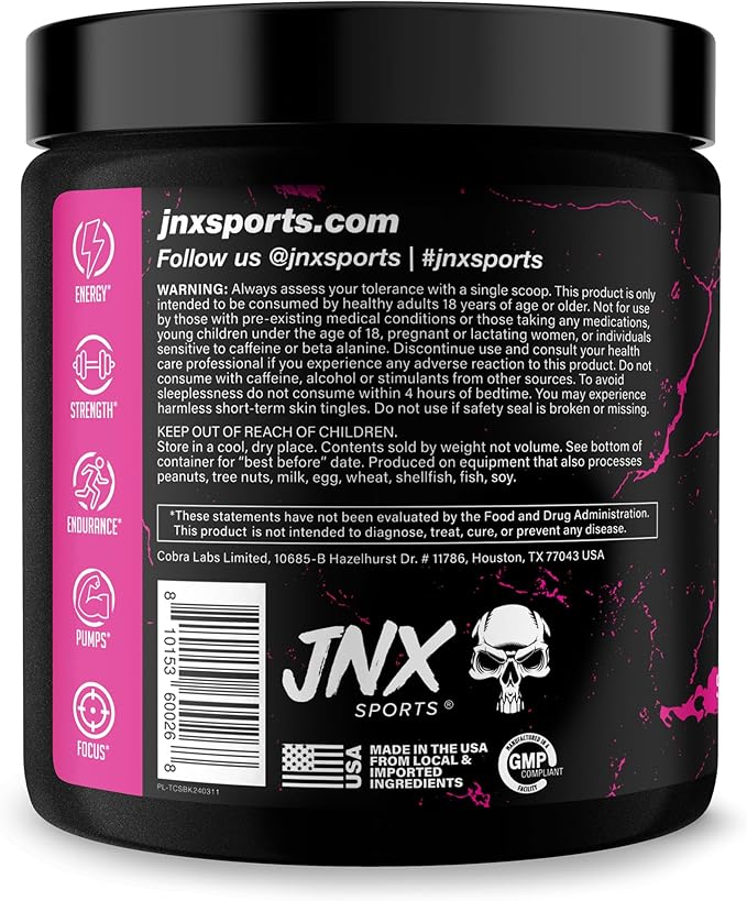 JNX SPORTS The Curse! Pre Workout Powder - Strawberry Kiwi 50 Servings | Preworkout: Boost Strength, Energy + Focus for Men & Women | Caffeine, Beta-Alanine, Creatine & L-Citrulline