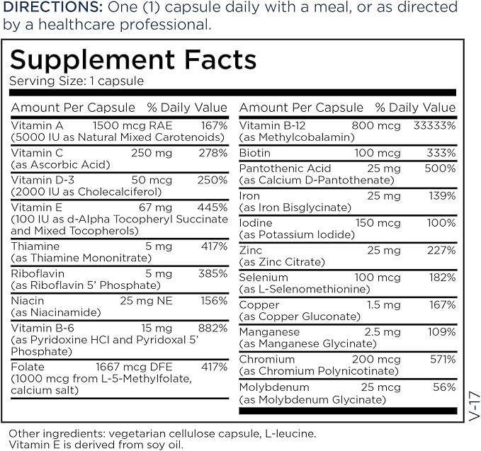 Metabolic Maintenance FemOne - Womens Multivitamin with Vitamin D3, Vitamin B12, Methylfolate - Contains Key Nutrients for Reproductive & Immune Health (90 Capsules)
