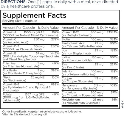 Metabolic Maintenance FemOne - Womens Multivitamin with Vitamin D3, Vitamin B12, Methylfolate - Contains Key Nutrients for Reproductive & Immune Health (90 Capsules)