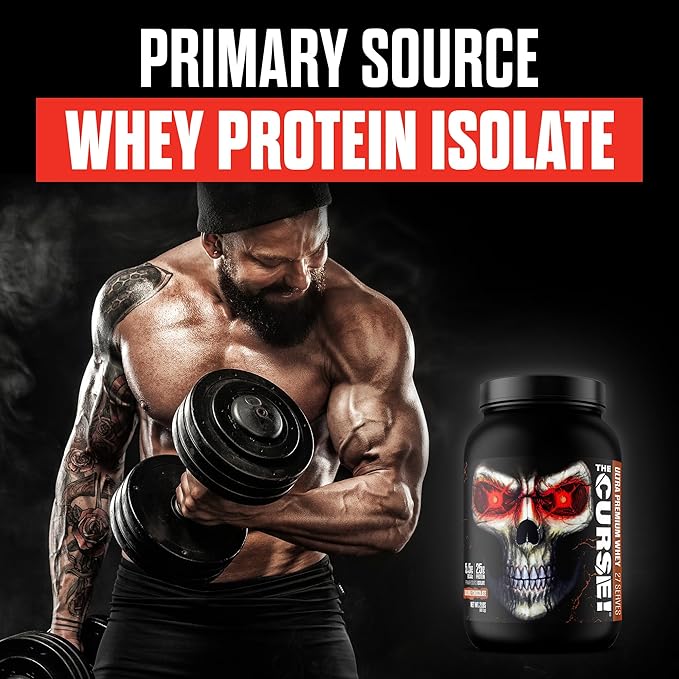 JNX SPORTS The Curse! Ultra Premium Whey Protein Powder Double Chocolate 2lb | 25g Protein Per Serve, Primary Source Whey Isolate