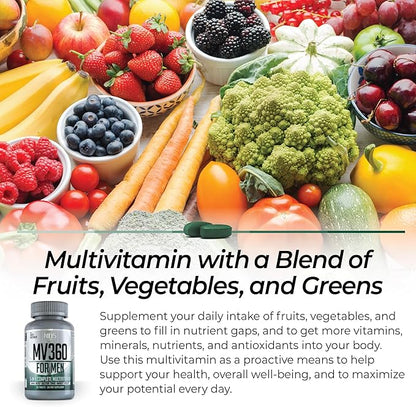 NDS Nutrition MV360 For Men, 5-in-1 Complete Multivitamin for Men with Essential Mens Vitamins for Energy, Digestion, Toning, Immune Support, and Mens Health & Vitality, 60 Tablets, 30 Servings