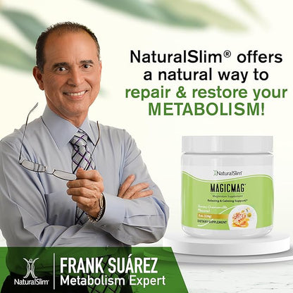 NaturalSlim Magicmag Pure Magnesium Citrate Powder Stress, Constipation, Muscle, Heart Health, and Sleep Support | Honey Chamomile Magnesium Supplement - 8oz Drink Mix (Solo)