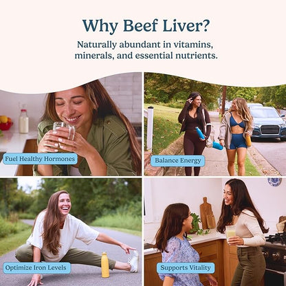 Beef Liver Capsules Grass Fed Supplement - Desiccated & Natural Source of Protein, Iron, Vitamins A & B- Boosts Energy and Immunity | USA Grown, Non-GMO, Gluten Free