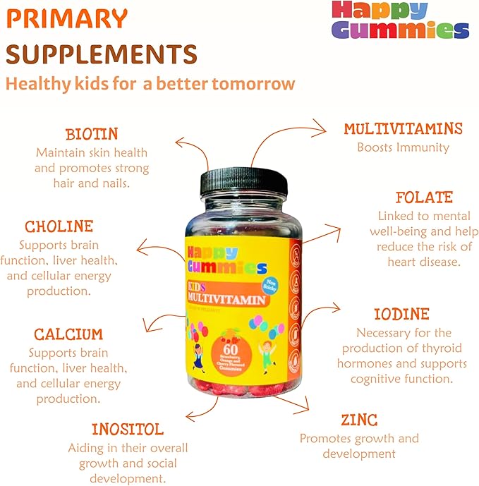 Kids Multivitamin, 60ct Strawberry, Orange and Cherry Flavored Gummies