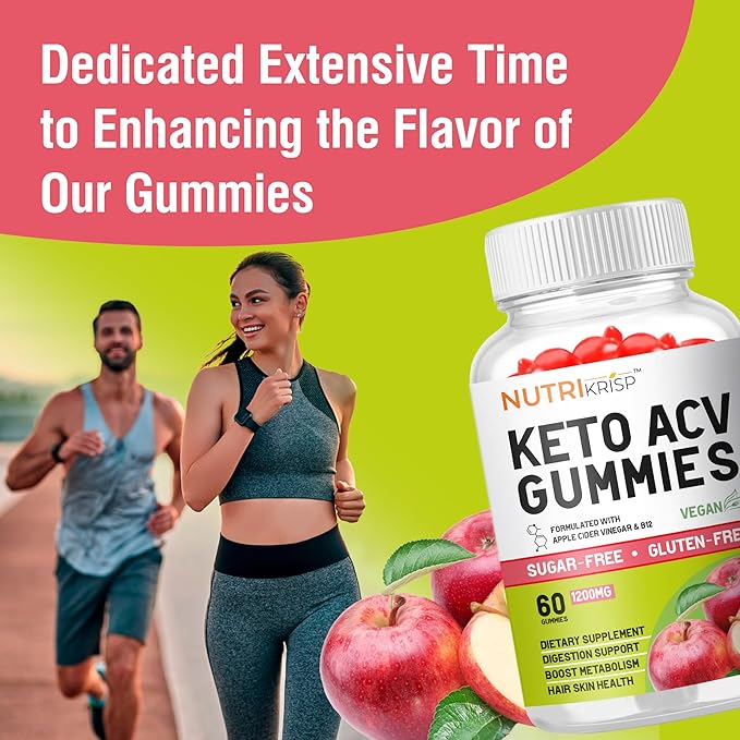 Keto ACV Gummies Advanced Weight Loss & Rapid Belly Fat Burn - Sugar-Free Gluten Free Super Apple Cider Vinegar Diet Supplement for Men Women (1200MG)
