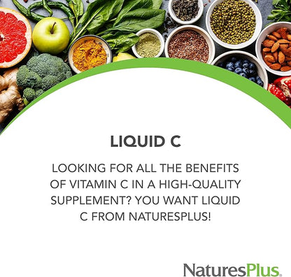 NaturesPlus Liquilicious Vitamin C Liquid - 1000 mg, 8 fl oz - Orange Flavor Liquid Supplement with Lemon Bioflavonoids, Antioxidant - Vegetarian, Gluten-Free - 8 Servings