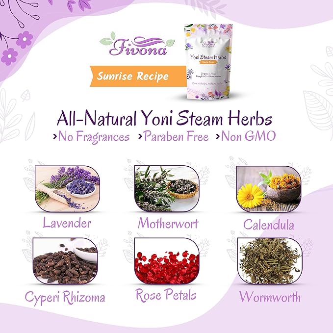 FIVONA Yoni Steam Kit 2-in-1 Seat with V Steaming Herbs Sunrise Recipe for Detox, Cleansing, PH Balance and Odor Control