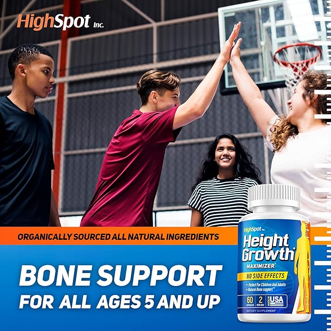 Height Growth - Height Growth Maximizer - Calcium, Vitamin D3, B1, B2 - Grow Taller Supplement - Bone Growth Supplement - Made in USA (White)