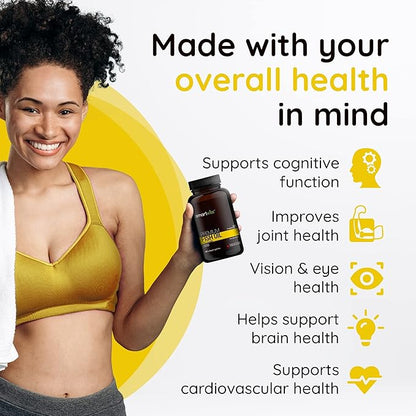 Smartvita - Premium Fish Oil, rTG Grade Omega 3, Fish Oil Omega 3, EPA, DHA, & Vitamin E Capsules, Multivitamins for Men & Women, Omega 3 Supplement, Burpless, 60 Softgels