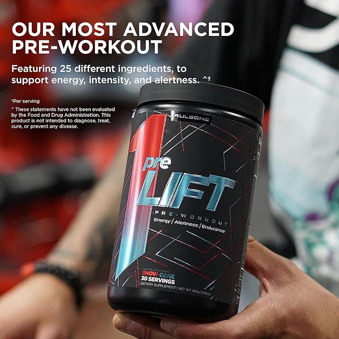 Rule 1 preLIFT Pre-Workout, 6g Citrulline, 3.2g Beta Alanine, 3 Caffeine Sources + 20 Others for Energy, Alertness, & Endurance (30 Servings, Wild Grape)
