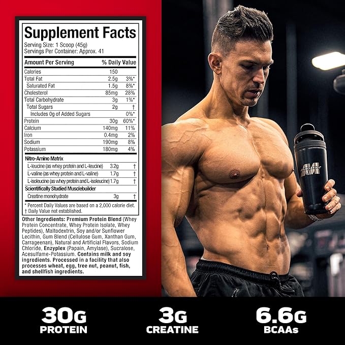 Muscletech Whey Protein Powder (Vanilla Cream, 4 Pound) - Nitro-Tech Muscle Building Formula with Whey Protein Isolate & Peptides - 30g of Protein, 3g of Creatine & 6.6g of BCAA