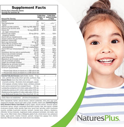 Natures Plus Animal Parade Source of Life Gold Children's Chewable Multivitamin - Assorted Cherry, Orange & Grape Flavors - 60 Chewable Tablets - Vegetarian, Gluten-Free - 30 Servings