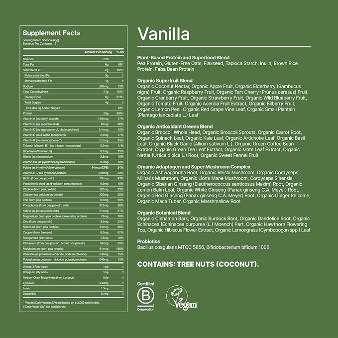 Huel Daily Superblend Vanilla Powder, 25g Plant Based Protein, Super Greens, 87 Vitamins, Minerals, and Wholefood-Sourced Ingredients, 19 Servings, Scoop not Included to Reduce Plastic