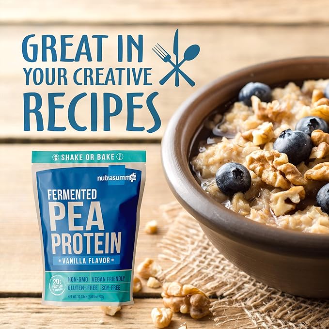 Pea Protein Powder, Vanilla Vegan Protein Powder, 100% Plant Based Protein Powder, No Artificial Sweeteners, Non-GMO, Gluten Free & Soy Free, 2 LB Protein Powder No Bloating