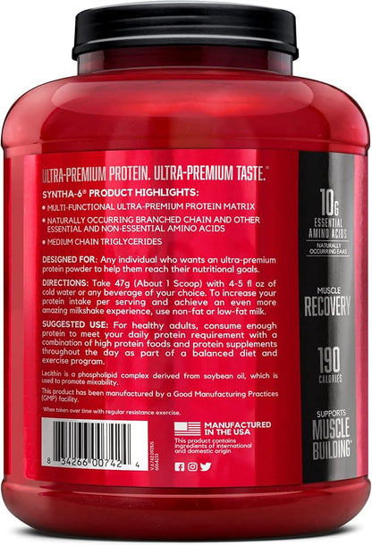 BSN SYNTHA-6 Whey Protein Powder with Micellar Casein, Milk Protein Isolate, Chocolate Cake Batter, 48 Servings (Package May Vary)