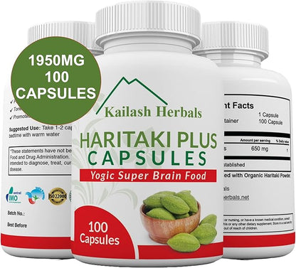 Organic Haritaki Capsules – 2420MG - Improves Digestion - Detoxification & Rejuvenation – Maintains Regularity - Brain Function- 100 Capsules Terminalia chebula | Vegan, Non-GMO