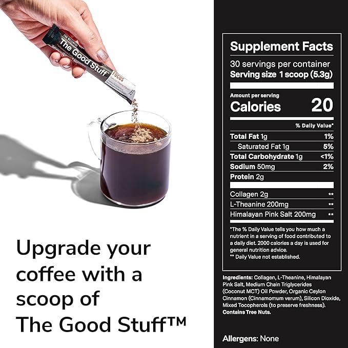 For Wellness The Good Stuff™ Focus Blend (30 Stick Packs), Non-Dairy Coffee Supplement – Stimulates Cognitive Function & Mental Clarity