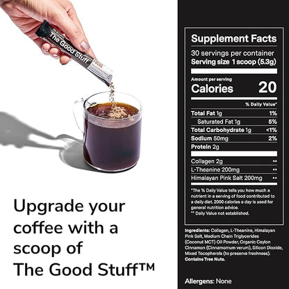 For Wellness The Good Stuff™ Focus Blend (30 Stick Packs), Non-Dairy Coffee Supplement – Stimulates Cognitive Function & Mental Clarity