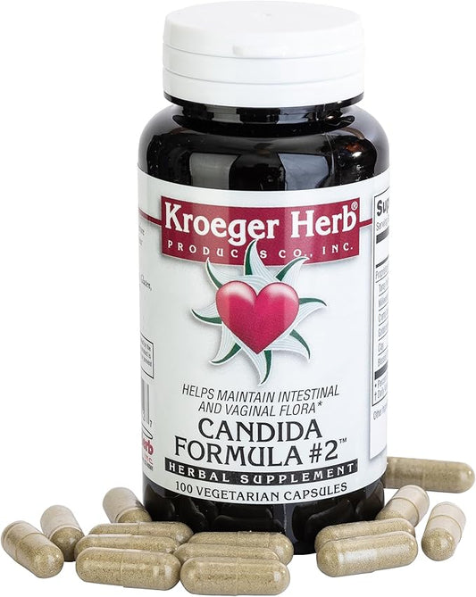 Kroeger Herb, Candida Formula #2, Cleanse Support Supplement for Women & Men - Helps Maintain Yeast and Candida Levels - Intestinal Supplement - Healthy Flora - Vegetarian, Non-GMO -Made is USA