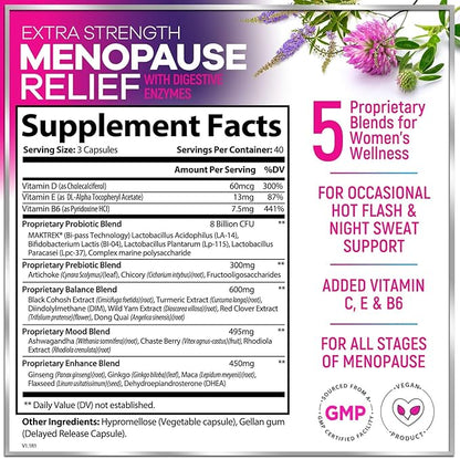 Hello Lovely! Menopause Supplements - 8 Billion CFU Menopause Probiotics for Women, Hot Flash & Night Sweats Support, Menopause Relief Probiotic for Vaginal, Digestive & Immune Support - 120 Capsules