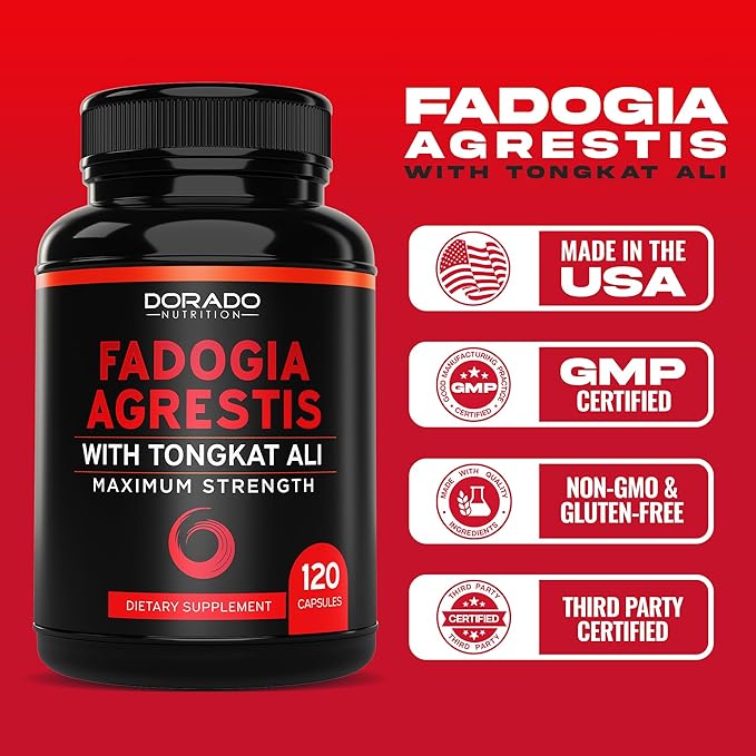 Fadogia Agrestis and Tongkat Ali Supplement Performance Blend - (120 Capsules) - [Maximum Strength] - Strength, Drive, Athletic Performance & Muscle Mass - Gluten Free, Non-GMO, Vegan Capsules