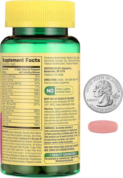 Prenatal Multivitamin and Multimineral, 100 Tablets (Pack of 2) for Pregnant and Nursing Women With 14 Essential Nutrients Including Iron, Calcium, Folic Acid, and Vitamin D, Gluten-Free, Lactose-Free