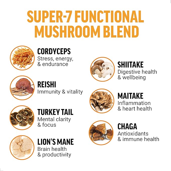 Force Factor Modern Mushrooms Powder, Mushroom Supplement to Support Energy, Focus, Immunity, & Digestion with Cordyceps, Turkey Tail, Chaga, Reishi, Lion’s Mane, Shiitake, Unflavored, 30 Servings
