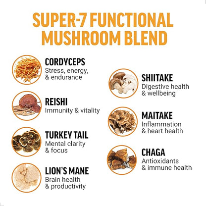 Force Factor Modern Mushrooms Powder, Mushroom Supplement to Support Energy, Focus, Immunity, & Digestion with Cordyceps, Turkey Tail, Chaga, Reishi, Lion’s Mane, Shiitake, Unflavored, 30 Servings
