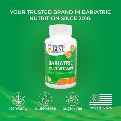 Bariatric Multivitamin with Iron for Post-Gastric Bypass & Sleeve Surgery, Energy Supplements, 90 Tablets, 24 Essential Nutrients, Formulated by Bariatric Surgeons per ASMBS Guidelines