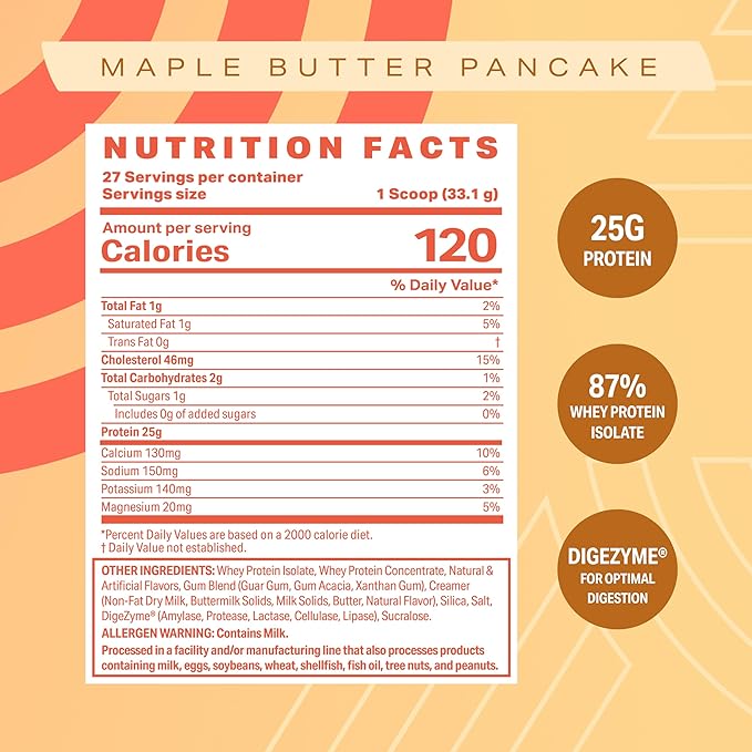 Podium Nutrition, Whey Protein Powder, Maple Butter Pancake, 27 Servings, 25g of Whey Protein Per Serving, Gluten Free, Soy Free