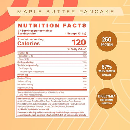 Podium Nutrition, Whey Protein Powder, Maple Butter Pancake, 27 Servings, 25g of Whey Protein Per Serving, Gluten Free, Soy Free
