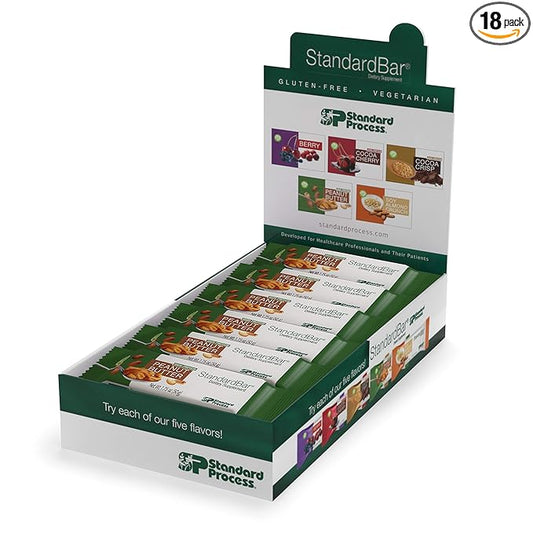 Standard Process StandardBar - Gluten-Free Protein Bar with Whole Food Formula of Calcium, Potassium, and More - Vegetarian - 18 Bar Pack - Peanut Butter