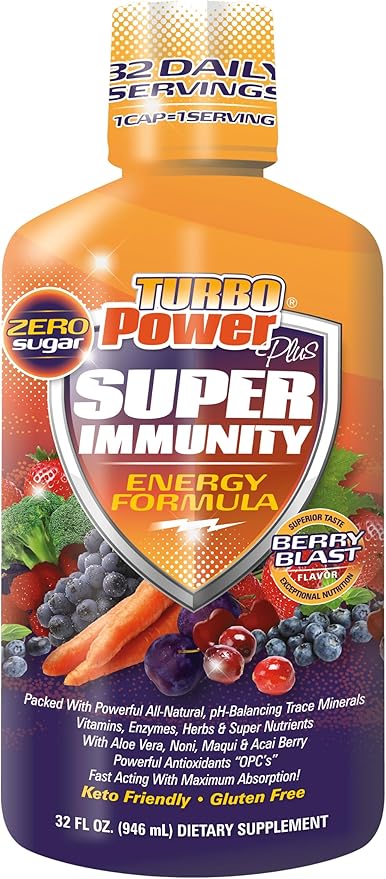 Liquid Vitamin Turbo Power Plus: 47 Vitamins, Enzymes, Vitamin D3, Vitamin A, Vitamin C, and Zinc for Men, Women, Teens, and Kids