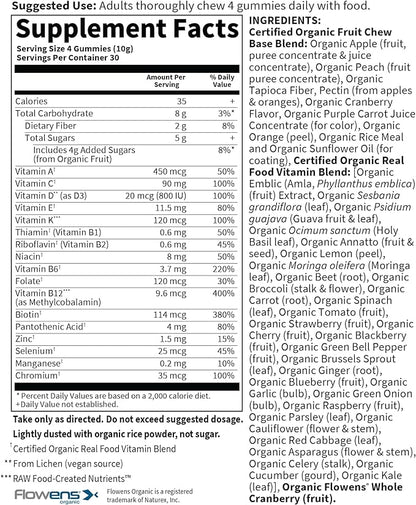 MyKind Organics Men's Multi 40+ Whole Food, Organic Vitamin Chews in Delicious Organic Berry (120 Vegan Gummy Drops) Pack of 2