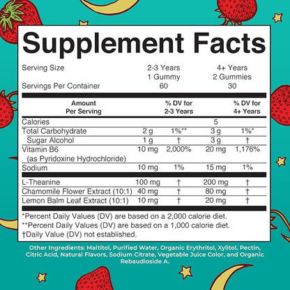 MaryRuth's Kids Nighttime Gummies | Sugar Free | NO Melatonin Gummies with L Theanine, Lemon Balm, Chamomile, Vitamin B6 | Relaxation Support for Kids 2+ | Vegan | Non-GMO | Gluten Free | 60 Count