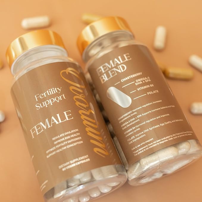 Ovarium® Fertility Support Supplement - Female Blend - Vegan Multivitamin w/Black Tea Extract, DHA, Omega-3, Chasteberry, & Folate - Supports Healthy Conception & Improves Egg Health (60 Capsules)