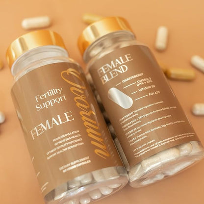 Ovarium® Fertility Support Supplement - Female Blend - Vegan Multivitamin w/Black Tea Extract, DHA, Omega-3, Chasteberry, & Folate - Supports Healthy Conception & Improves Egg Health (60 Capsules)