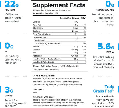 LEGION Whey Protein Powder Chocolate - Whey+ Isolate Protein Powder - Protein Isolate from Grass Fed Cows - Non-GMO, Lactose-Free, Sugar-Free Protein Powder Dietary Supplement (60 Servings)